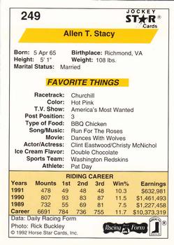 1992 Jockey Star #249 Allen Stacy Back